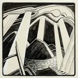 On the North Shore (ID 763), 1928 by Lawren Harris, ink and gouache on paper mounted to card, sold Nov 2025