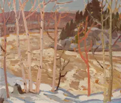 Spring Frechette, Chaudière Rivier, 1920 by Albert H. Robinson, oil on board, sold Nov 2025