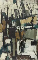 Jardins by Suzanne Bergeron, oil on canvas, sold Jan 2026