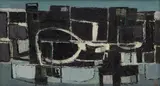 Cliff Workings, 1956 by George Wallace, 1956, oil on board, sold Jan 2026