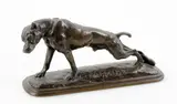 Untitled by Emmanuel Frémiet, bronze of dog stretching "Dogue S'etirant", sold Jan 2024
