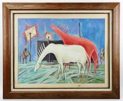 Untitled by Kadhim Haydar, oil on paper, sold Feb 2024