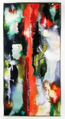 abstract by Paul Jenkins, oil on canvas, sold Mar 2024