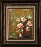 Abstract Floral Still Life by Marlene Swart, oil on canvas mounted on board, sold Oct 2022