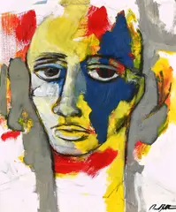 Portrait by Daniel Eugene Botha, acrylic on paper, sold Oct 2022