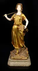 Untitled by Théophile François Somme, Bronze and ivory figurine of a woman carrying wheat, sold Oct 2022