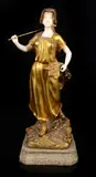 Untitled by Théophile François Somme, Bronze and ivory figurine of a woman carrying wheat, sold Oct 2022