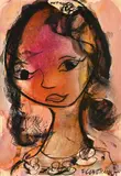 Portrait of a Woman in Pink by Frans Claerhout, oil and charcoal on paper, sold Oct 2022