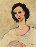 Portrait of a Woman in Yellow by André François van Vuuren, oil on canvas, sold Oct 2022