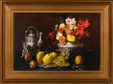 Still Life with Wild Flowers by A. Burghardt, oil on canvas mounted on board, sold Oct 2022