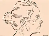 Scale Reference Drawing for Line Portrait II by Johann Nortjé, acrylic ink over pencil on paper, sold Oct 2022