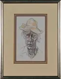 Self Portrait in Yellow Hat by Gregoire Boonzaier, pastel on paper, sold Dec 2022