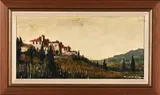 Tuscan Village I by Mauro Chiarla, oil on canvas mounted on board, sold Dec 2022