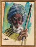 Portrait of a Zanzibari Man by Peter Lamb, pastel on paper, sold Dec 2022