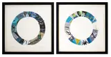 Mermaid" and "Up by Two artworks by Josette Urso, mixed media collage compositions, sold Sep 2023