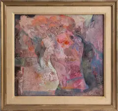 Untitled by M. Romo, 1987, oil painting on masonite, sold Sep 2023