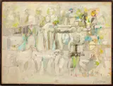 Untitled by Jon W Colburn, acrylic painting on paper mounted on board, sold Sep 2023