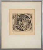 Untitled by Manuel Ayaso, etching on wove paper, sold Sep 2023