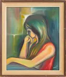 Untitled by Jorge Vargas, 1969, oil on canvas painting, sold Sep 2023