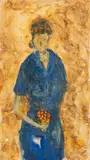 Portrait of a Lady by Mary Jo Schwalbach, oil painting on wood, sold Oct 2023