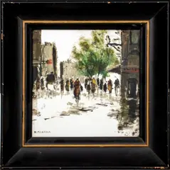Untitled by Mario Maresca, oil painting on tile, sold Oct 2023