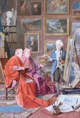 19th century interior scene by Renato Moretti, oil on canvas, sold Apr 2023