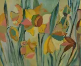 Spring' verso, framed 34cm x 41cm sold along with two Evelyn Street (20th century) oil on boards, still life studies, initialled, artists label verso by D.R Paget, oil on board, sold Apr 2023