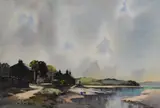 Prior (British 1914-1988) watercolours, a nicely painted estuary scene with nice use of colour possibly Sunderland Point (entrance to the Port of Lancaster) by Ebenezer John Woods, watercolor, sold Apr 2023