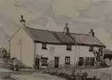 fishermen by Simon Davis, ink and watercolour, sold Apr 2023