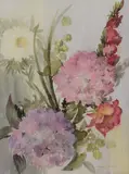Flowers by Margaret Crowe, watercolor, sold Apr 2023