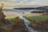 Depiction of Kennack seaside by Warne Browne, oil on canvas, sold Mar 2023