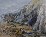 Cove at Porth Oer' signed lower right, within a moulded gilt frame 47cm x 64cm & 56cm x 72cm by Matti Williams, oil on board, sold Mar 2023