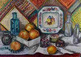 Still life study by Jm Downs, oil on board, sold Mar 2023