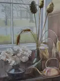 02' lower right, within a card mount, gilt frame under glass 37cm x 27cm & 57cm x 47cm by Pat Dyson, watercolor, sold Mar 2023