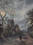 Country church by Albert Dunnington, 1923, watercolour, offered Mar 2023