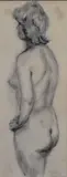 Standing female nude study by John Clare, charcoal, sold Mar 2023