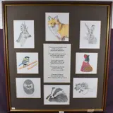 A framed poem written in ink and surrounded by by Virginia McKenna, ink and surrounded, sold Mar 2023