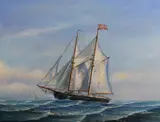 Sailing clipper by John Ambrose, oil on canvas, sold Mar 2023
