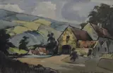 Rural farm settings by Robert E Waller, watercolor, offered Mar 2023