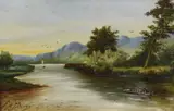 (20th century), an oil painting, river scene, initialled and dated 1914, 15 x 21cm, fancy by M.C., 1914, oil, offered Feb 2023