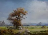 Savin Hill Lyth' pastoral scene with grazing sheep by Alan Dent, oil, offered Feb 2023