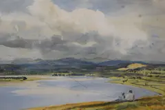 The Knott Arnside with figures kite flying by William Dodd, 1953, watercolour, offered Feb 2023
