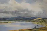 The Knott Arnside with figures kite flying by William Dodd, 1953, watercolour, offered Feb 2023