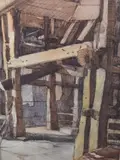 The interior by William Dodd, 1980, ink and watercolour, offered Feb 2023