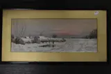 (19th century), an oil painting, snowy landscape, initialled, 18 x 45cm, mounted framed and by Nicolaus Gabler, oil, sold Feb 2023