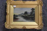 (20th century), an oil painting, river scene, initialled and dated 1914, 15 x 21cm, fancy by M.C., 1914, oil, offered Jan 2023