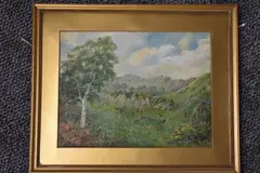 an oil painting, Lakeland landscape, initialled and dated 1927, 25 x 32cm, by K M, 1927, oil, offered Nov 2022