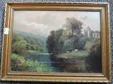 (19th/20th century), an oil painting, river landscape, indistinctly signed bottom right, 24 x by William Momberger, oil, sold Aug 2022