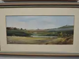 Autumn on the fells' wthin modern frame, 29cm x 13cm & 40cm x 24cm damage to glass by Frank Burke, oil on board, offered Aug 2022