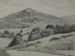 Dufton Pike' and signed to margin, within a card mount, slender moulded gilt frame, under glass 17cm x 21cm & 29cm x 33cm by Alfred Wainwright, ink, sold Jul 2022